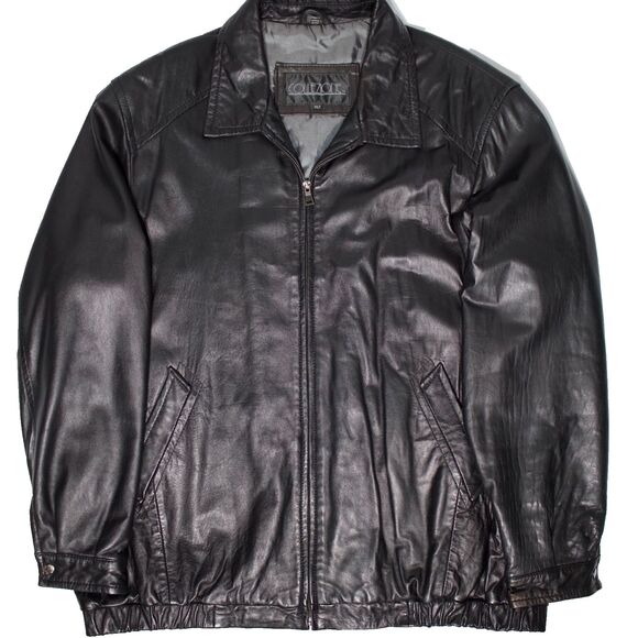 VTG Collezione Black Leather Jacket Interior Pockets Men Size 3XLT Big & Tall - Picture 1 of 16